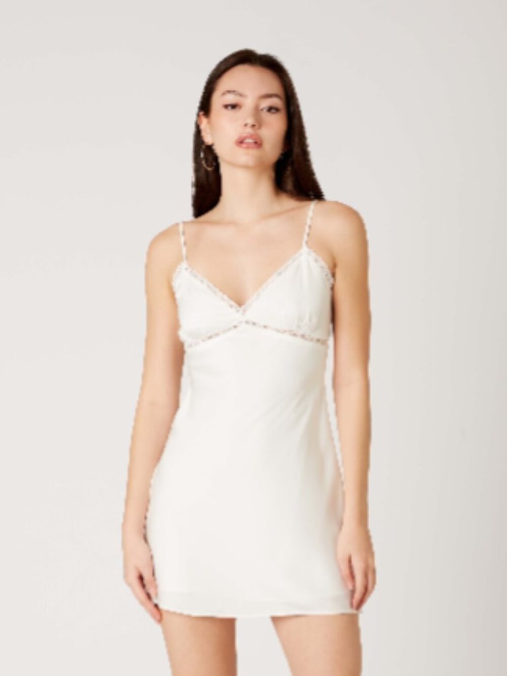 White Lace Trim Slip Dress
